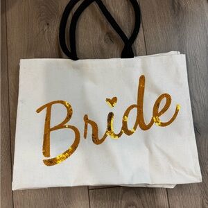 Bride Canvas Tote Bag with Gold Accents